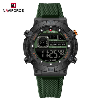 NAVIFORCE – Montres militaires pour hommes, à quartz numérique, en silicone, chronographe, étanche, avec affichage de la date