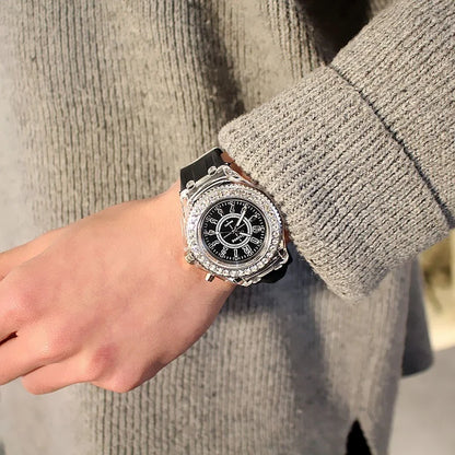 Montre LED lumineuse Flash Femme Homme Garçon Fille Montre-bracelet en Silicone Horloge à strass à la mode Enfants Relogio Saati