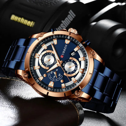 Montre-bracelet homme à quartz CURREN 8360, étanche, de style professionnel, minimaliste, en acier inoxydable, multifonction, six aiguilles, avec calendrier