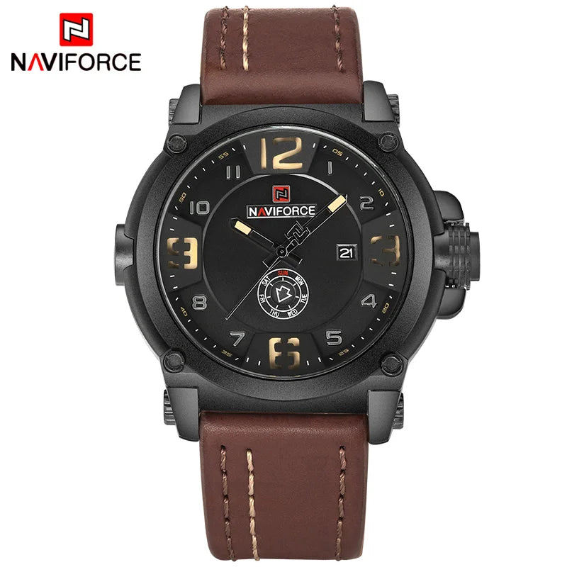 NAVIFORCE Marque de Luxe Homme Sport Militaire Montre à Quartz pour Homme Horloge Analogique Date Bracelet en Cuir Montre-Bracelet Relogio Livraison Gratuite
