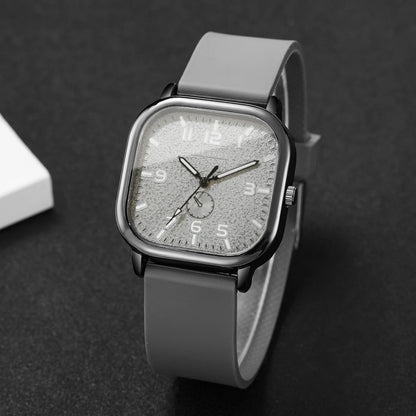 Montre Femme Tendance Carrée Décontractée Bracelet en Silicone Montres à Quartz Montre de Sport pour Hommes Femmes Étudiants (Sans Boîte)