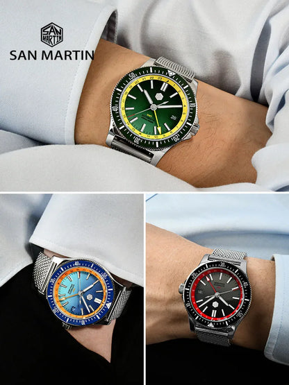 San Martin SN0119-G GMT Automatic Mechanical Watch Bracelet
