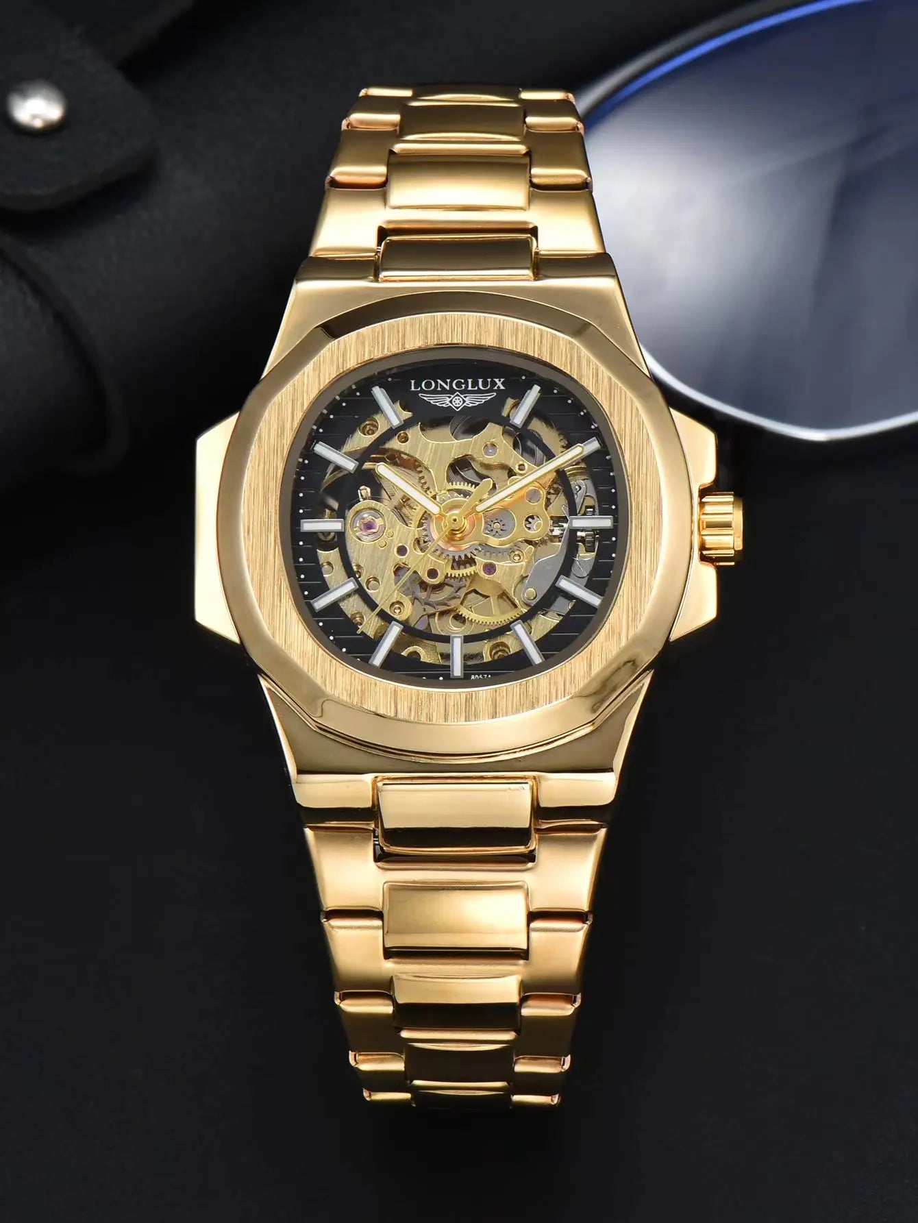 Men automatic watch luxury mechanical watches waterproof business skeleton wholesale stainless steel gift man watch