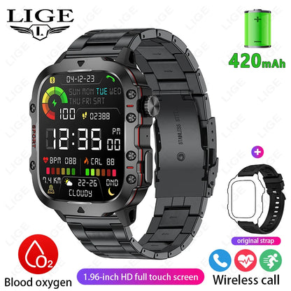Montre Intelligente Homme Militaire Extérieur Sport Santé Moniteur Appel Bluetooth Assistant Vocal Étanche Pour Android IOS Montre Connectée