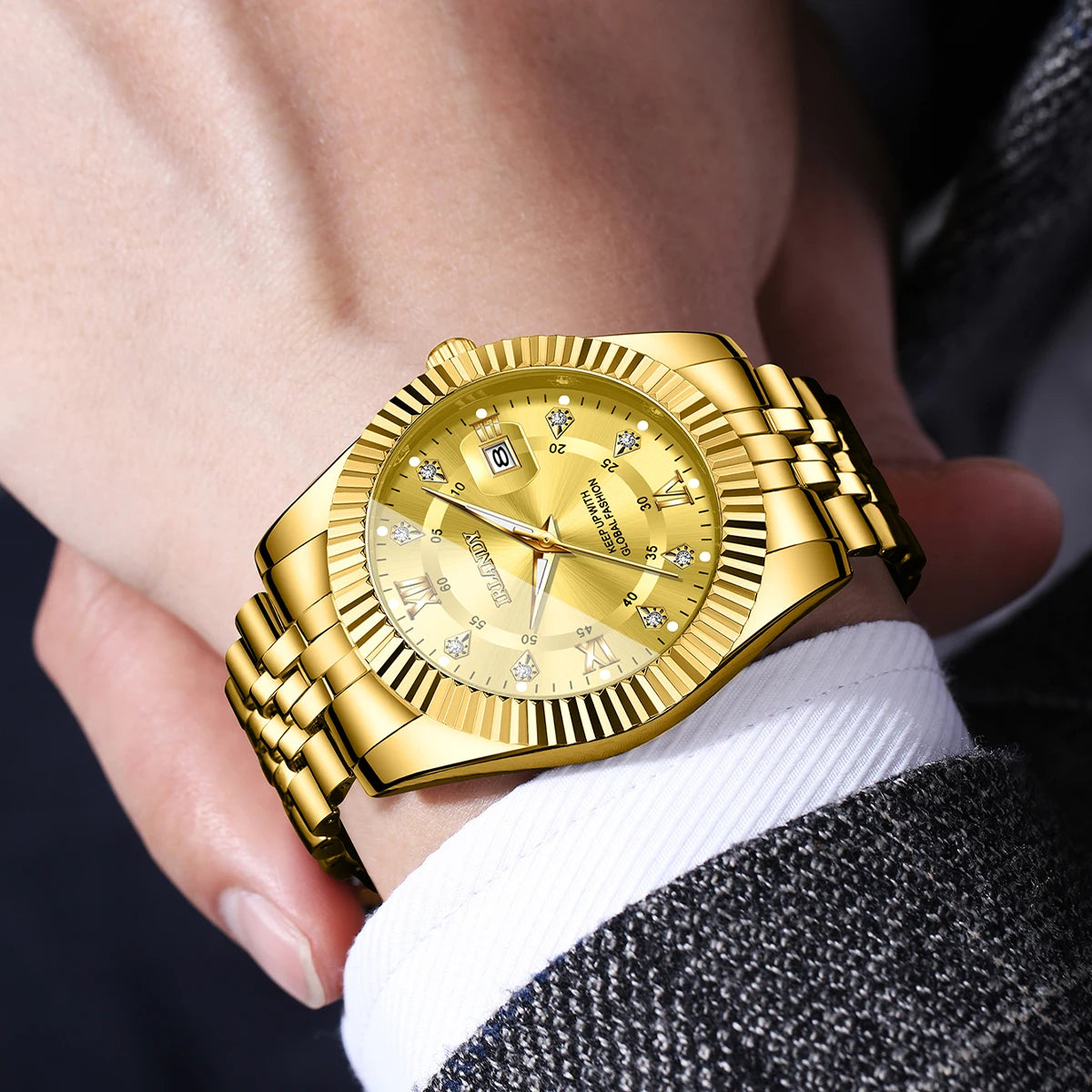 ChronoState Roma Crystal – Montre d'Affaires de Luxe à Quartz | Montre Homme en Acier avec Calendrier Strass