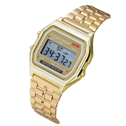 F91W Montre Bande Acier Non Étanche pour Femmes, Hommes, Horloge Professionnelle, Montre Sport Numérique LED Multifonctionnelle, Horloge Électronique