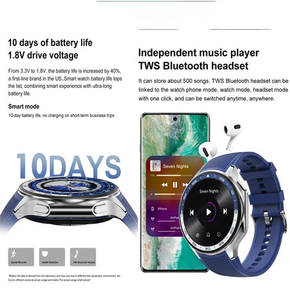 Montre connectée AMOLED 1.43 pouces, vision surround 3D, lecteur avec grande mémoire 4Go, IP68, pour hommes, 2024, nouveaux écouteurs TWS pour OPPO Watch X