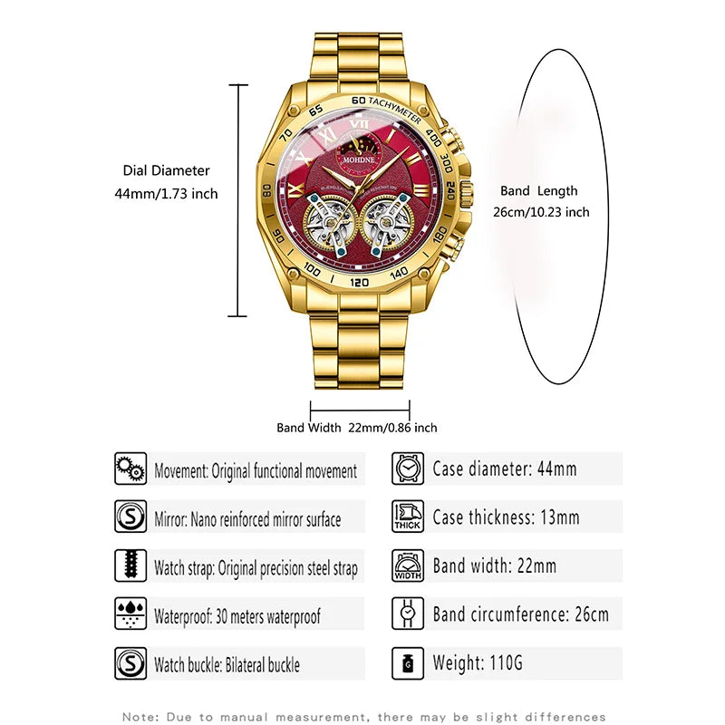 BINBOND Montre-bracelet de luxe pour homme à quartz, cadran décoratif élégant, décontractée, militaire, sport, étanche, horloge pour homme