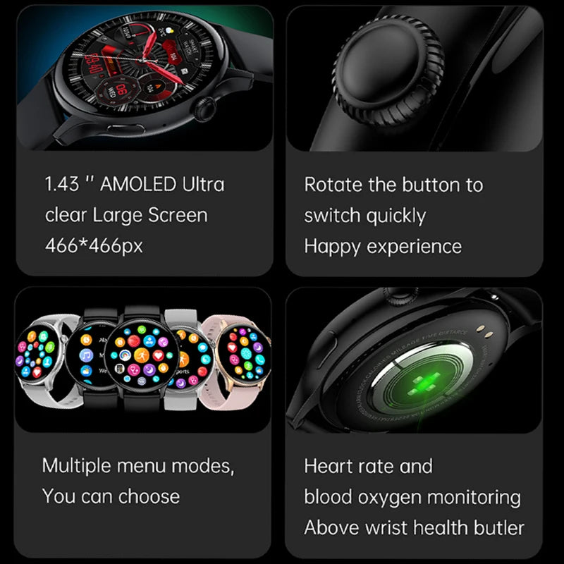 Nouvelle montre intelligente AMOLED True 2026 pour femmes, écran toujours allumé, résolution 466*466 HD, suivi de santé, appels vocaux, NFC, Smartwatch pour femmes