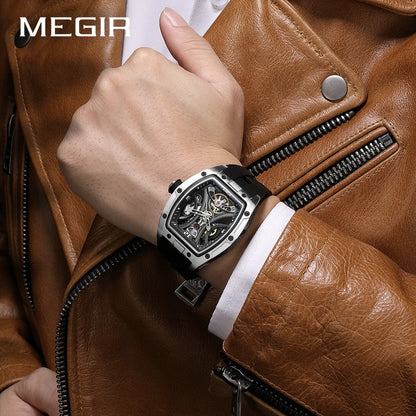 MEGIR 2026 Nouvelle montre automatique mécanique pour homme, marque de luxe, mouvement en acier inoxydable, étanche, Relogio