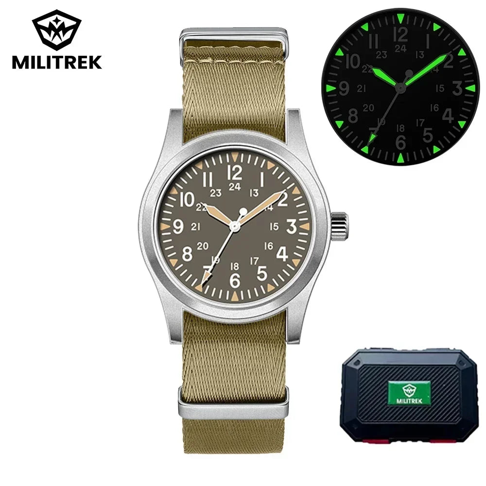 Montre Homme MILITREK 2026 Nouvelle Montre Militaire Rétro Quartz VH31 37mm Saphir Acier Inoxydable Étanche 100m Lumineux C3 Reloj Hombre