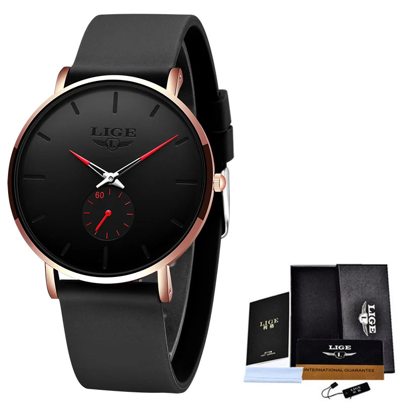 LIGE 2026 Nouvelle Montre Sport Tendance Homme, Marque de Luxe, Étanche, Simple, Ultra-Fine, Montre Homme à Quartz, Relogio Masculino