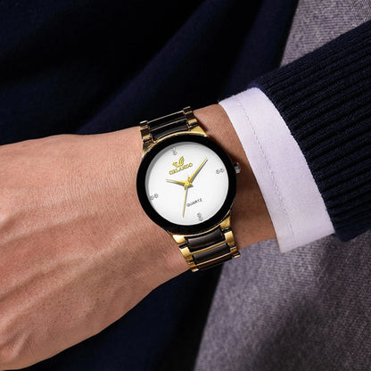 Men's quartz watch with stainless steel strap and classic dial