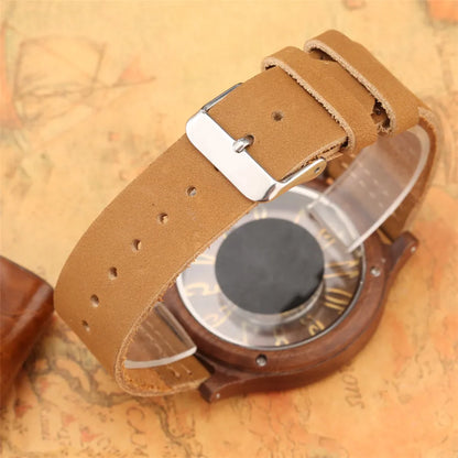 BOBO BIRD W546003 Montres en Bois à Affichage Chiffres Arabes Creux Transparents Quartz