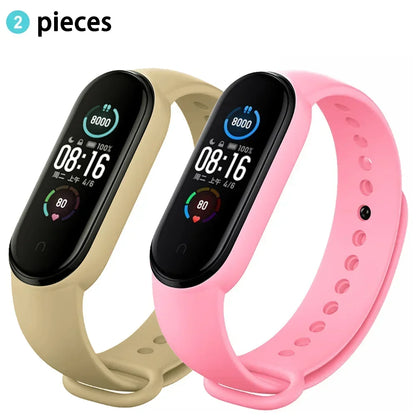 2PCS Watch Strap For Xiaomi Mi Band 7 6 5 4 3 Wristband Silicone Bracelet Wrist Straps MiBand 3/4 band6 Smartwatch Accessories