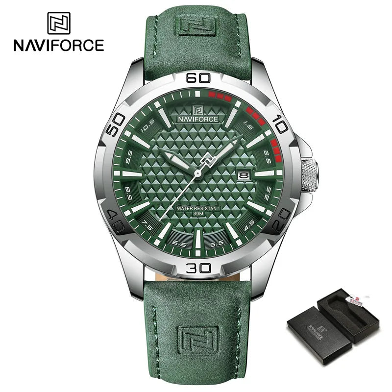 Montre à quartz pour hommes NAVIFORCE de grande marque, Sportive, antichoc, étanche, en cuir, masculine, mode de luxe, décontractée avec calendrier