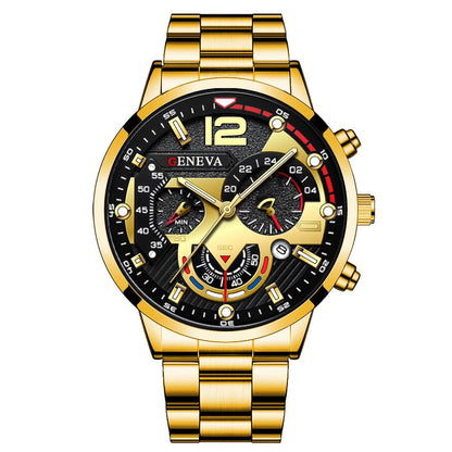 Montre-bracelet à quartz analogique pour homme avec bracelet en acier inoxydable et calendrier