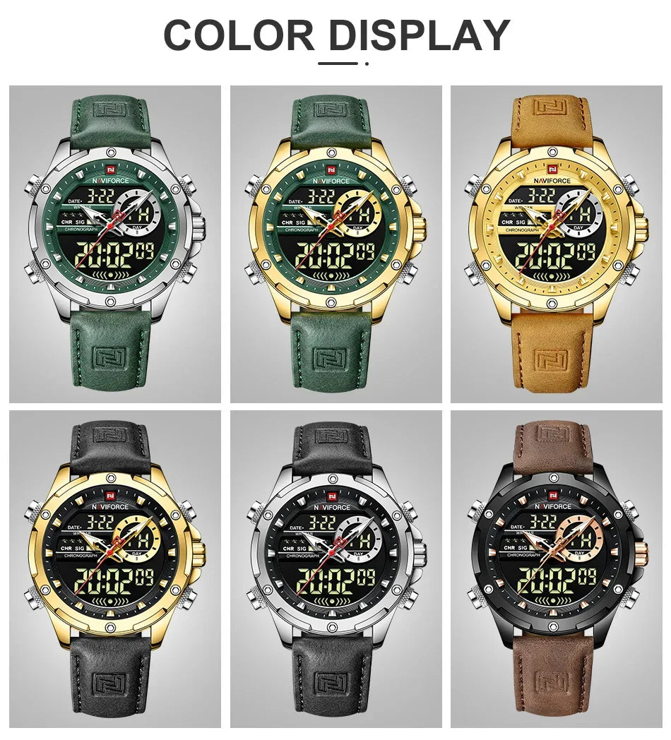 NAVIFORCE NF9208 Montre Militaire Digitale Homme Étanche LED Quartz Sport Grandes Montres