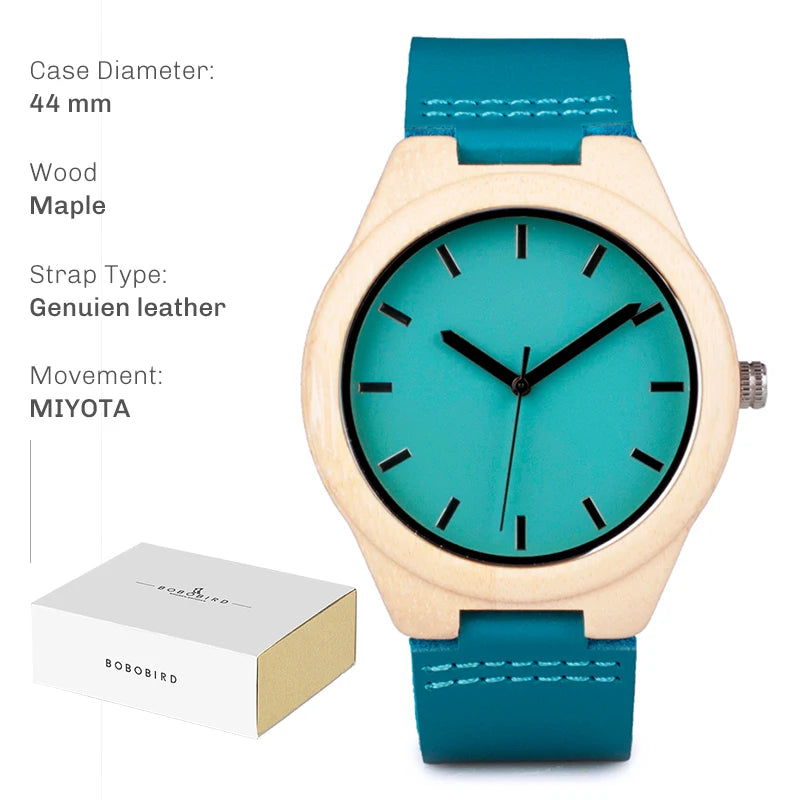 BOBO BIRD Montre en Bois pour Homme Montres en Bois Naturel Faits à la Main Légères à Quartz Offre Limitée Personnalisable