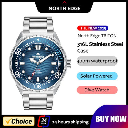 NORTH EDGE TRITON 2026 Solar Dive Watch 316L Steel