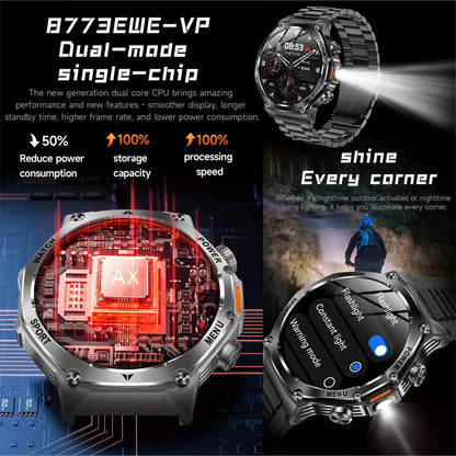Nouvelle montre intelligente de sport robuste d'extérieur, écran HD 1,8" 390*390, batterie longue durée 800 mAh, suivi de la condition physique, calories, distance.