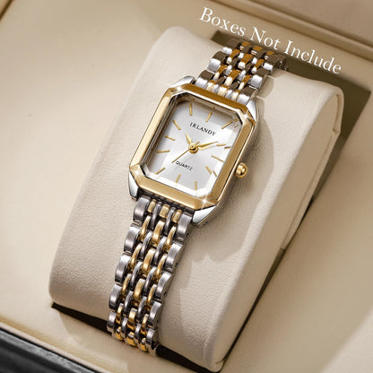 Montres Femme Rectangle Mode Bracelet Acier Dames Montre-Bracelet à Quartz Reloj Mujer Fille Horloge Cadeau (Sans boîte)