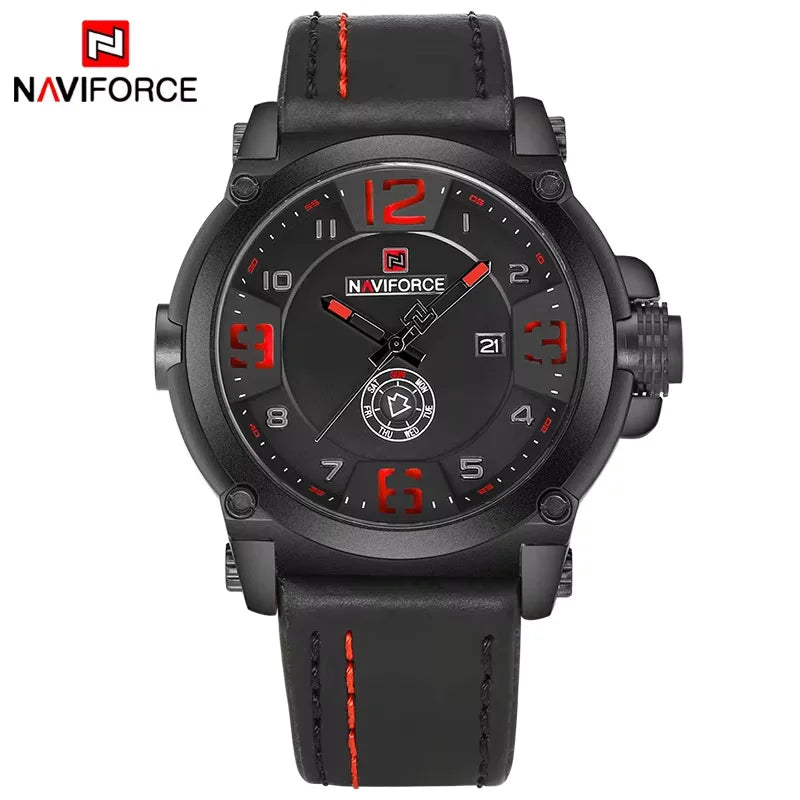 NAVIFORCE NF9099 Military Analog Date Watch Leather Strap