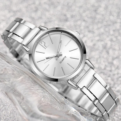 Ensemble 2 Pièces Montre Femme Luxe Tendance Bracelet Fin Doré Montre pour Bracelet Montre Femme Montre-bracelet Féminine Horloge Femme