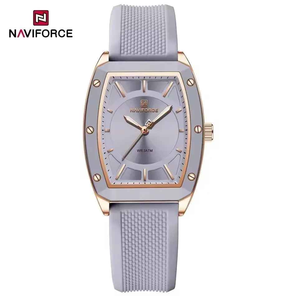 NAVIFORCE 5049 Montre-bracelet à quartz tendance pour femme, décontractée, lumineuse, étanche, bracelet en silicone, montres élégantes pour femme d'affaires