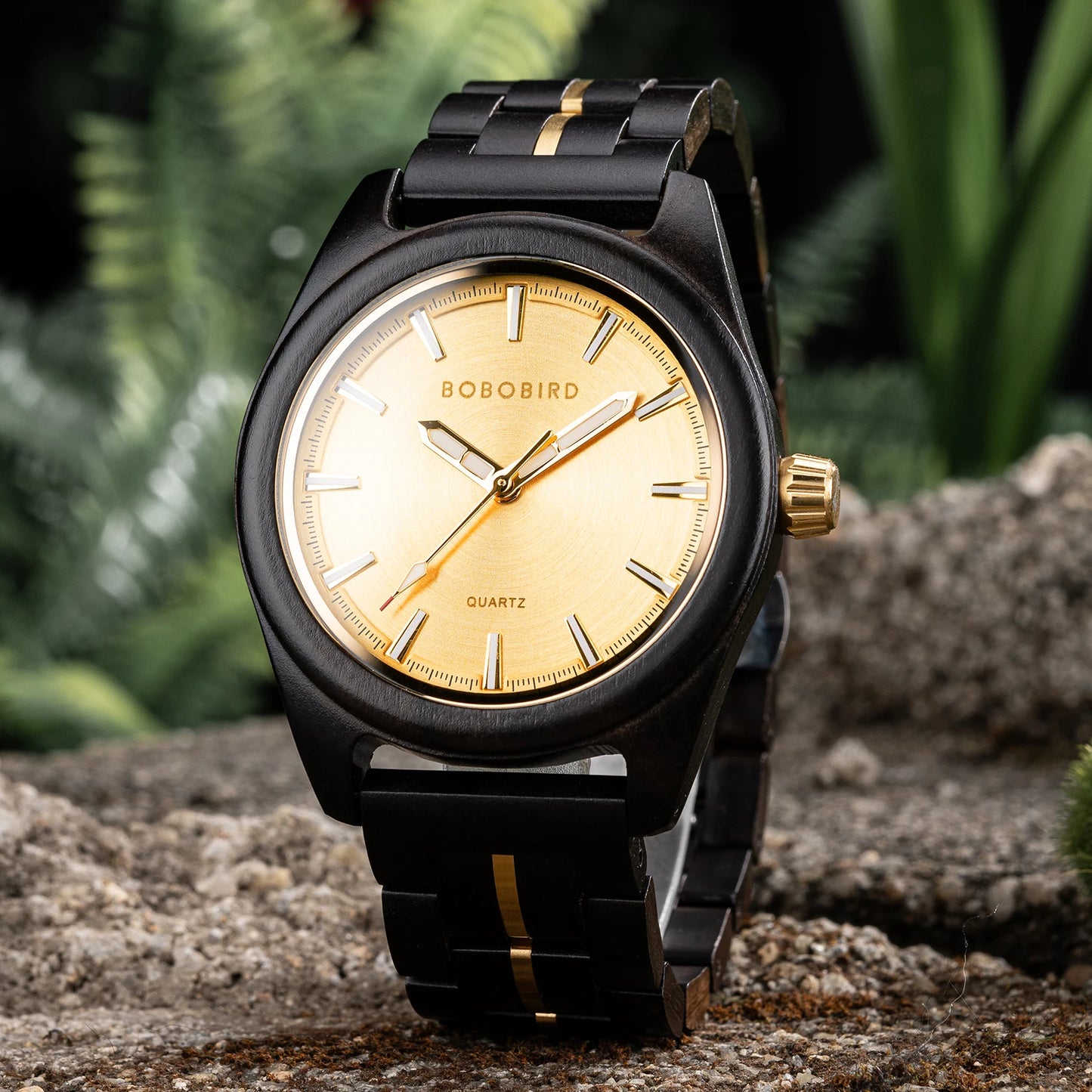 Montre à Quartz de Luxe en Bois BOBO BIRD pour Hommes, Design Original, Montre-Bracelet en Bois Faite à la Main, Écologique, Cadeau Unique pour Hommes 2025 Nouveau