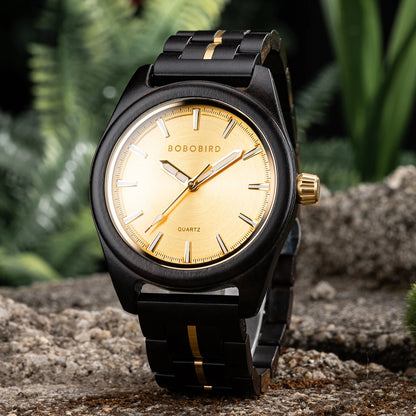 Montre à Quartz de Luxe en Bois BOBO BIRD pour Hommes, Design Original, Montre-Bracelet en Bois Faite à la Main, Écologique, Cadeau Unique pour Hommes 2025 Nouveau