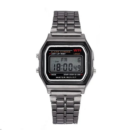 Fashion Mens Watch Digital Led Luxury Stainless Steel Square Wristwatch Electronic Watches for Men Female Clock Reloj Hombre