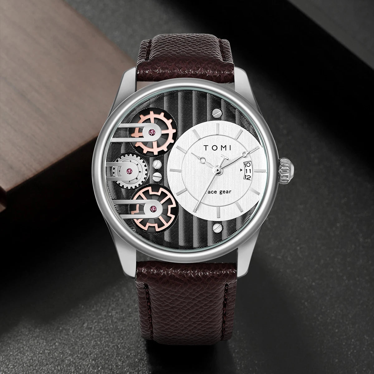 Coffret Cadeau Homme TOMI – Montre Combinée Luxe et Simple Affaires, Bracelet Amovible, Montre à Quartz pour Homme, Cadeau de Fête