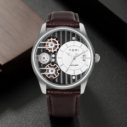 Coffret Cadeau Homme TOMI – Montre Combinée Luxe et Simple Affaires, Bracelet Amovible, Montre à Quartz pour Homme, Cadeau de Fête