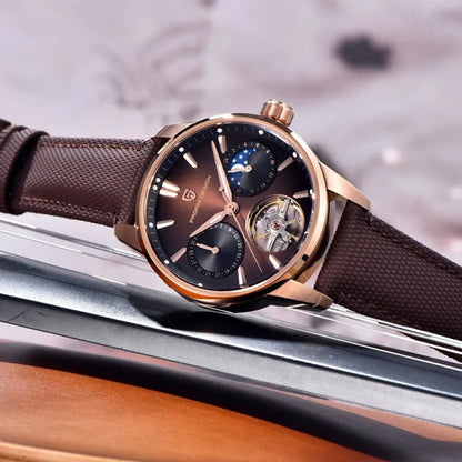 Montre de luxe automatique ChronoState YS021 Imperial Tourbillon avec bracelet en cuir