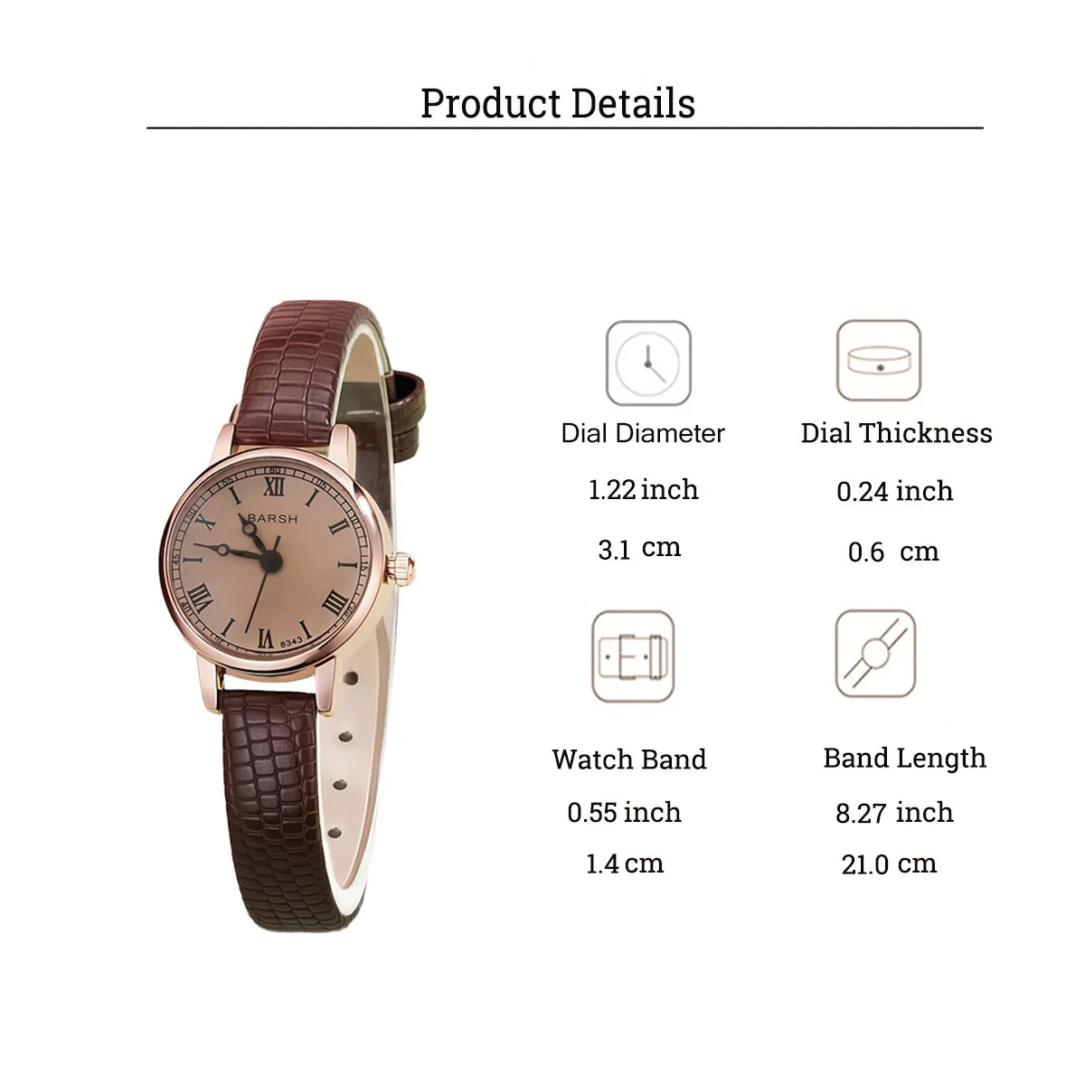 Fashion Retro Simple Leather Watch with Round Dial Quartz for Women, Suitable for Everyday Wear, Christmas Gift