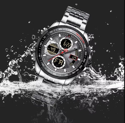 NAVIFORCE Montres à quartz pour hommes Nouvelle montre-bracelet sport double affichage étanche 30m Montre décontractée en acier inoxydable Relogio Masculino