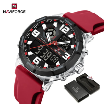 NAVIFORCE 2026 Montre homme nouvelle 5ATM étanche Double affichage Chronographe Réveil Montre-bracelet Montres tendance pour homme NF7130