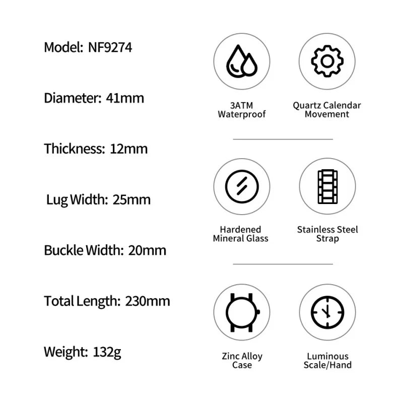 NAVIFORCE Montre de Luxe Homme Marque Militaire Sport Quartz Affichage Date Montre-Bracelet Décontractée Bracelet Acier Cadeau pour Homme