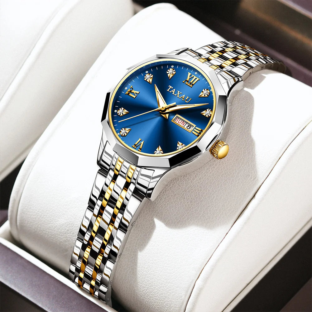 OLEVS Fashion Golden Watch for Women Stainless Steel Waterproof Women's Watches Elegant Original Luxury Ladies Quartz Wristwatch