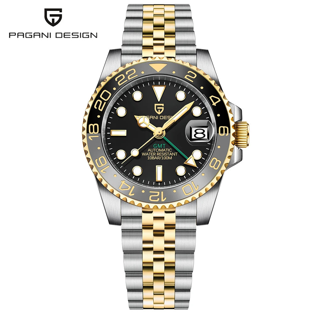 Nouvelle montre PAGANI DESIGN GMT automatique 1662 pour hommes, 40 mm, bracelet de marque supérieure, étanche 100 m, montres-bracelets mécaniques pour hommes, horloge