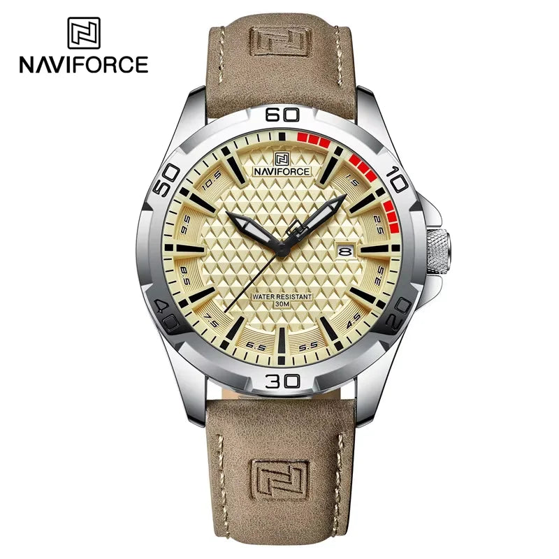 NAVIFORCE – Montres à Quartz Tendance pour Hommes, Bracelets en Cuir, Sport, Étanche, Calendrier, Horloge Relogio Masculino