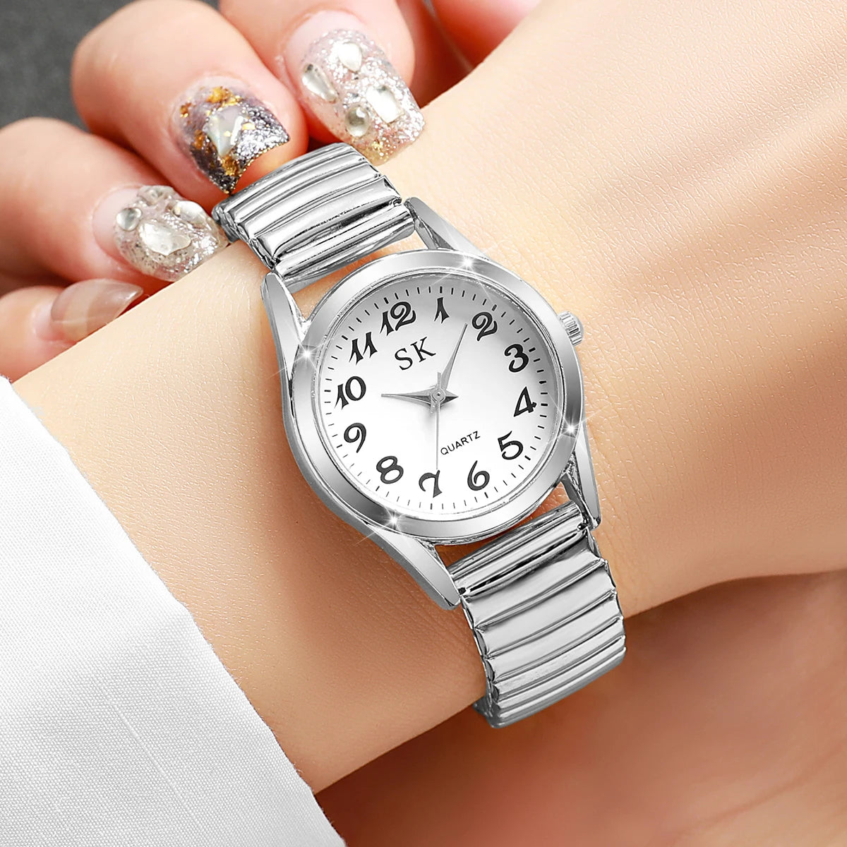 Montres Élégantes pour Femmes à Petit Cadran, Montre à Quartz Tendance avec Bracelet Élastique, Reloj Mujer (Sans Boîte)