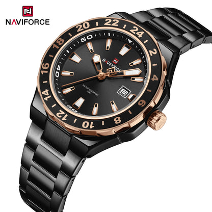 NAVIFORCE – Montre de luxe sportive à quartz, lumineuse, avec calendrier, pour homme, en acier inoxydable, étanche, Relogio Masculino