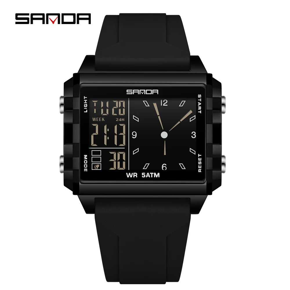 SANDA Luxury Brand Digital Watch for Men Women Square Dial Sport Waterproof Watches Man LED Pointer Display Relogios Masculino