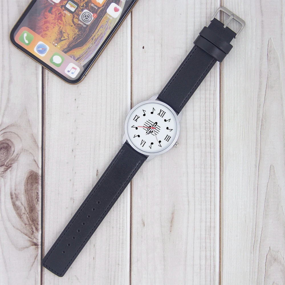 Montres-bracelets à quartz à symbole, Souvenir, Livraison gratuite, Montre-bracelet en or rose pour homme, Cadeau d'expert en musique, Naviforce, Note noire, Argent