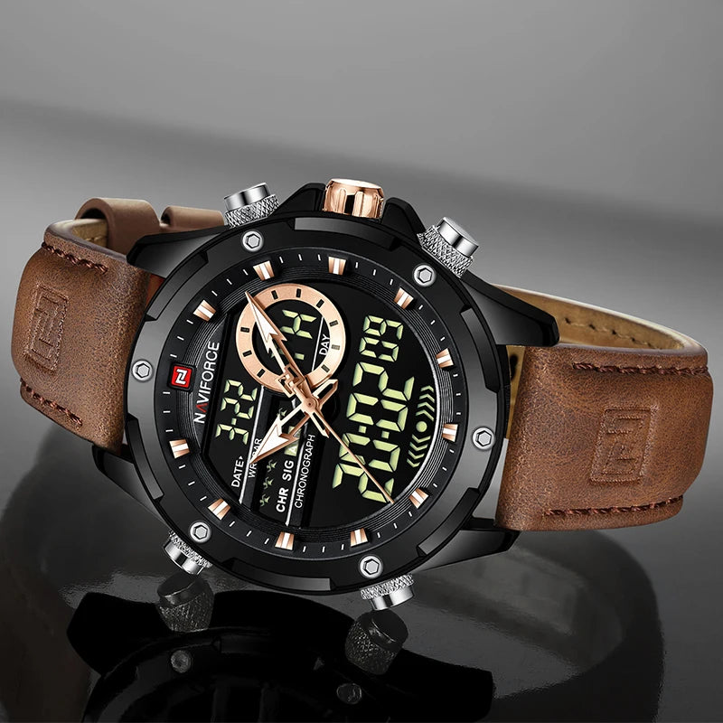 NAVIFORCE Digital Military LED Chronograph 45mm Alloy Case