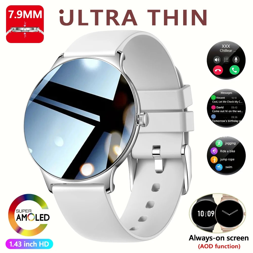 2026 New 7.9MM Ultra Thin Smart Watch Women Screen Always Display Time Sports Bracelet Bluetooth Call Fashion Smartwatches ios