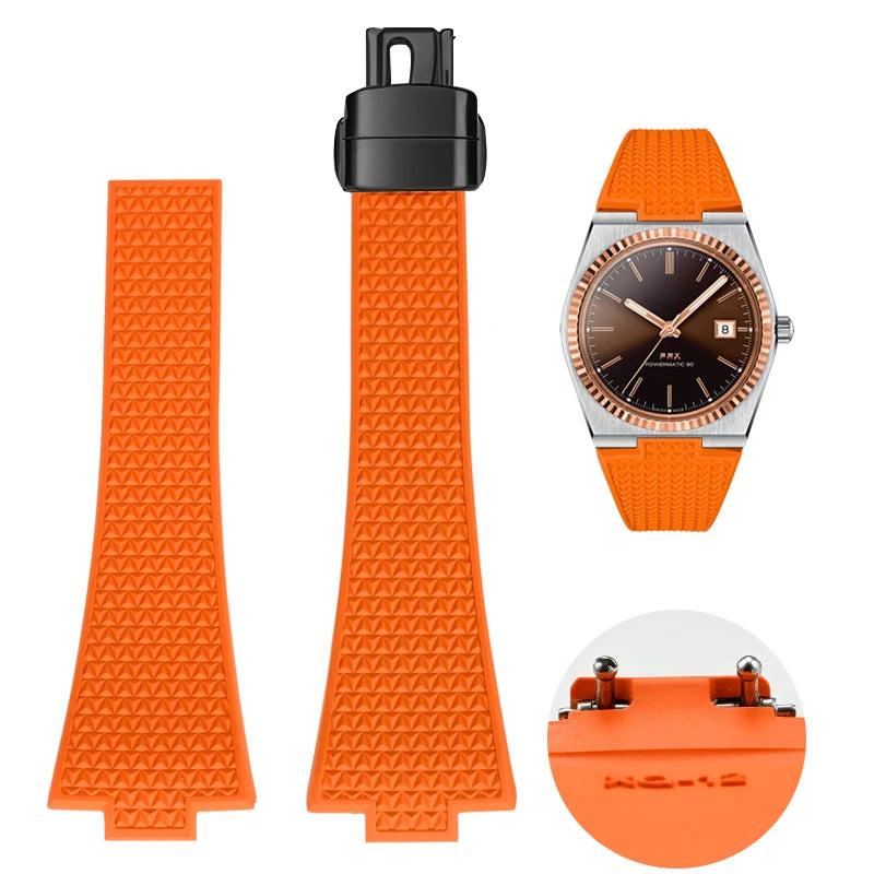 Bracelet en caoutchouc fluoré pour Tissot PRX Series 35mm 40mm Boucle Papillon FKM 11mm 12mm Étanches, Bracelet de Montre à Dégagement Rapide de Remplacement