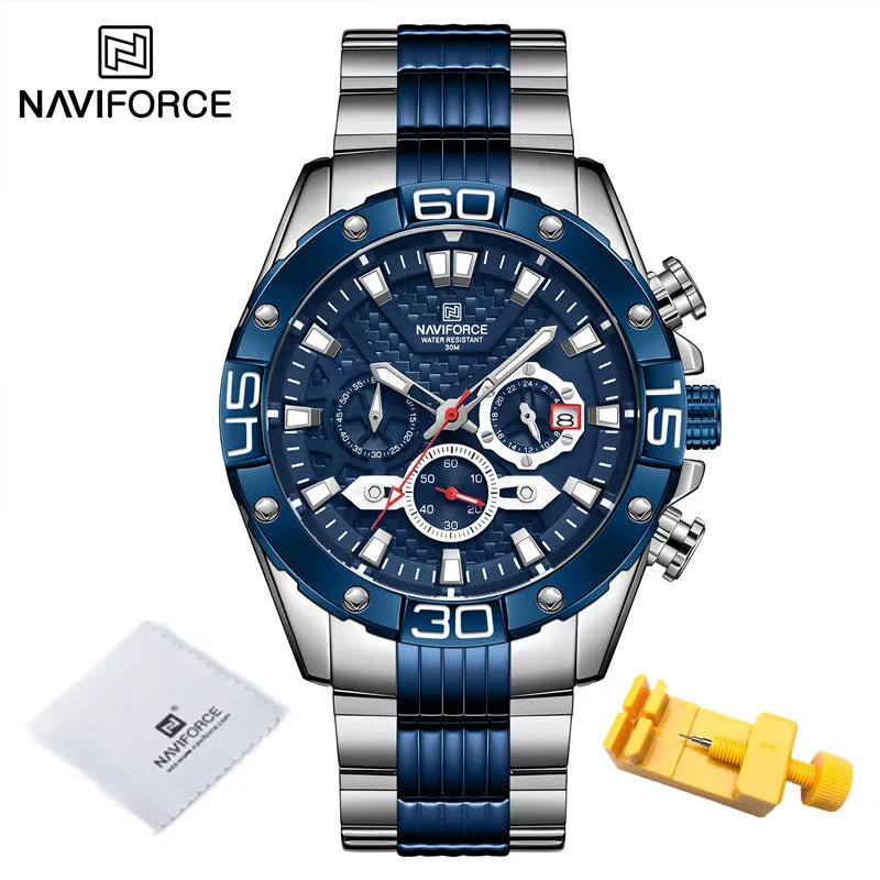 NAVIFORCE NF8019 Classic Chronograph Stainless Steel Strap
